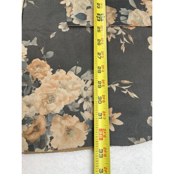 AND Longsleeve Mini Gray Floral Print Shift Dress Faux Suede Fall 90’s-8 - Picture 7 of 13